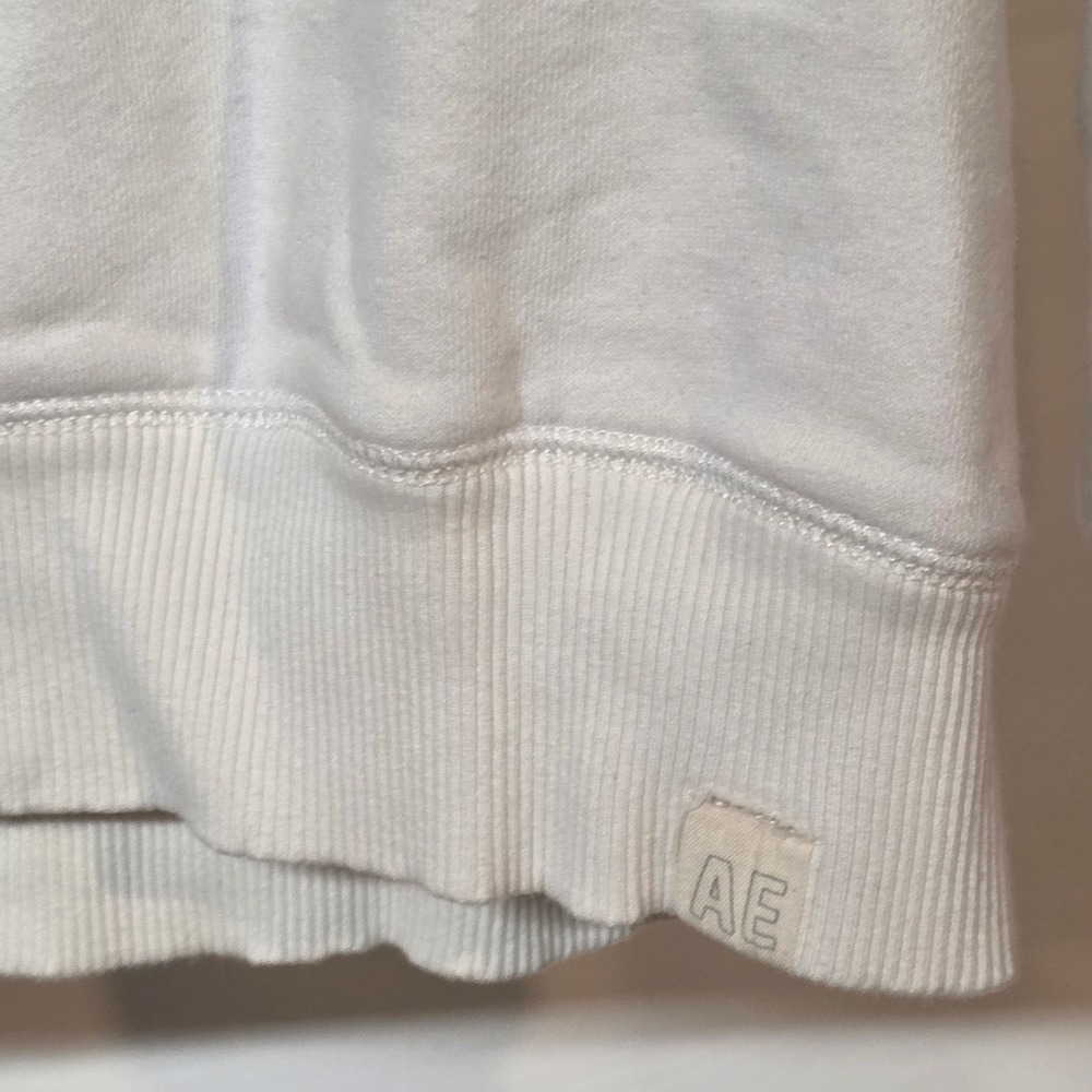American Eagle Women Med Cream Floral Graphic Raglan Pullover Sweatshirt AE Logo - Picture 7 of 12